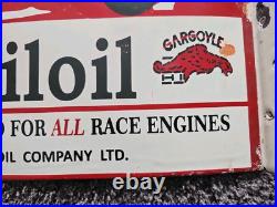 Vintage 1950s Mobiloil Double Sided Flange Advertising Sign 14 X 10