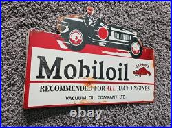 Vintage 1950s Mobiloil Double Sided Flange Advertising Sign 14 X 10