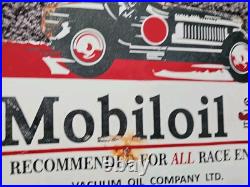 Vintage 1950s Mobiloil Double Sided Flange Advertising Sign 14 X 10