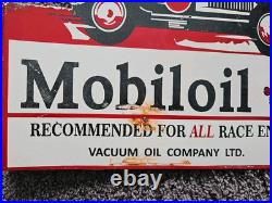 Vintage 1950s Mobiloil Double Sided Flange Advertising Sign 14 X 10