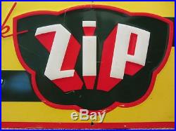 Vintage 1950s Zip Embossed Sign Scioto Sign Co. Antique Signs Soda Cola 9441