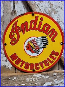 Vintage 1952 Indian Motorcycles Porcelain Sign Cycle Dealer Sales Service Repair