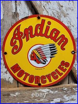 Vintage 1952 Indian Motorcycles Porcelain Sign Cycle Dealer Sales Service Repair