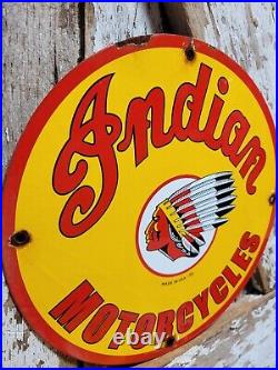 Vintage 1952 Indian Motorcycles Porcelain Sign Cycle Dealer Sales Service Repair