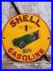 Vintage-1952-Shell-Porcelain-Sign-10-Green-Streak-Race-Car-Gas-Station-Service-01-lhjq