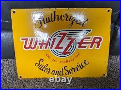 Vintage 1952 Whizzer Scooters Porcelain Metal Advertising Sign 12 X 16