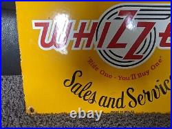 Vintage 1952 Whizzer Scooters Porcelain Metal Advertising Sign 12 X 16