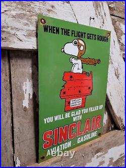 Vintage 1953 Sinclair Porcelain Sign Old Aviation Gasoline Cartoon Gas Oil Plane