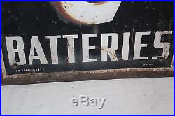 Vintage 1956 Exide Batteries Gas Station Oil 40 Embossed Metal Sign