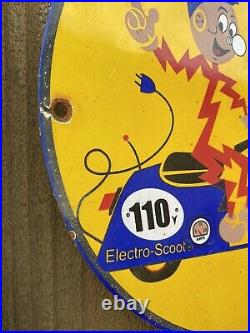 Vintage 1956 REDDY KILOWATT Porcelain Utility Electric Gas Oil Garage RARE Sign