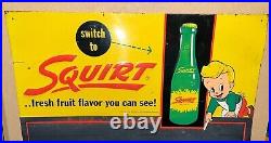 Vintage 1956 Squirt Soda Metal Menu Board Advertising Sign