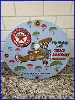 Vintage 1956 Texaco Porcelain Sign Gas Station Snoopy Cartoon Oil Texas Company