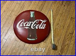 Vintage 1957 Coca Cola Coke Soda Pop 24 Curved Metal Button Sign