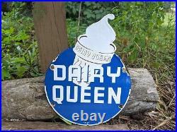 Vintage 1957 Dairy Queen Porcelain Advertising Die Cut Sign Ice Cream 11 X 8