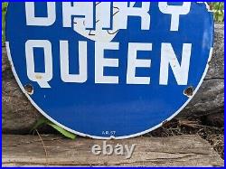 Vintage 1957 Dairy Queen Porcelain Advertising Die Cut Sign Ice Cream 11 X 8