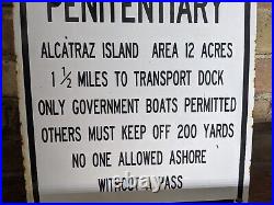 Vintage 1957 United States Penitentiary Alcatraz Porcelain Prison Sign 15 X 12