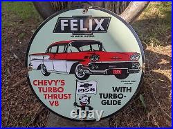 Vintage 1958 Felix Dealer Car Porcelain Metal Advertising Sign 12