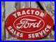 Vintage-1959-Ford-Porcelain-Sign-Gas-Farm-Tractor-Dealer-Sales-Service-Barn-Oval-01-wh