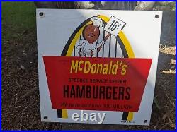 Vintage 1959 Mcdonald's Hamburgers Porcelain Metal Resturant Sign 12 X 12