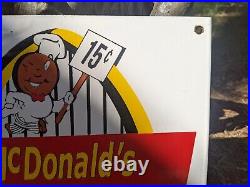 Vintage 1959 Mcdonald's Hamburgers Porcelain Metal Resturant Sign 12 X 12