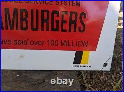 Vintage 1959 Mcdonald's Hamburgers Porcelain Metal Resturant Sign 12 X 12