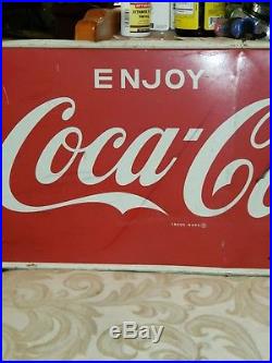 Vintage 1960 enjoy Coca Cola Gasoline and Oil Advertising Matel Sign