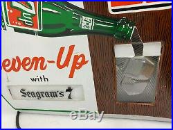 Vintage 1960's 7up Seagrams Whiskey 7 & 7 Highball Lighted Motion Soda Pop Sign
