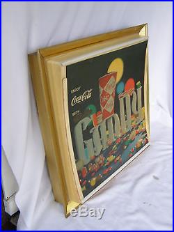 Vintage 1960's Coca-Cola Light Up Advertising Sign from a movie theater CANDY