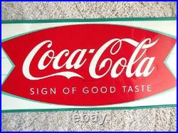 Vintage 1960's Original Fish Tail Coca Cola Sign. 31 3/4 11 3/4