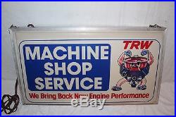 Vintage 1960's TRW Machine Shop Service Engine Gas Oil 25 Lighted Metal Sign