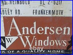 Vintage 1960s Anderson Windows Metal Advertising Sign 3x2' Frankenmuth MI