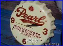 Vintage 1960s Metal Texas Pearl Beer Clock Sign Near Mint Bar Man Cave