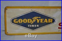 Vintage 1961 Goodyear Tires 44 Single Sided Embossed Metal Sign