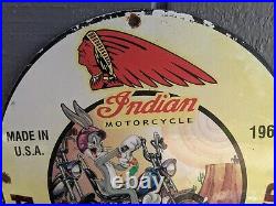 Vintage 1961 Indian Motorcycles Porcelain Enamel Metal Advertising Sign 12