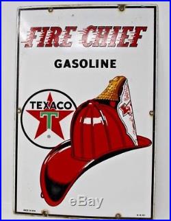 Vintage 1961 Porcelain Texaco Fire Chief Gas Fuel Pump Advertising Sign Rare