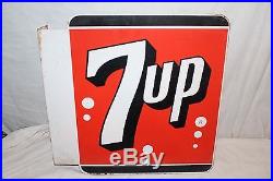 Vintage 1964 7Up 7 Up Soda Pop Gas Station 2 Sided 16 Metal Flange Sign