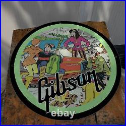 Vintage 1964 Gibson Guitars''Archie Comics'' Porcelain Gas & Oil Pump Sign