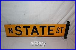 Vintage 1964 State Street Chicago Gas Oil 2 Sided 27 Porcelain Metal Road Sign