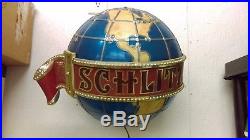 Vintage 1976 Schlitz Giant 13 Dia Lighted Shimmer Motion World Globe Beer Sign