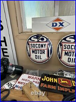 Vintage 20's 30s Standard Oil Co NY Socony Gasoline Porcelain Curved Sign