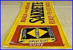 Vintage 28.5 SSA Original 1960's Embossed Sakrete Cement Advertising Sign