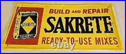 Vintage 28.5 SSA Original 1960's Embossed Sakrete Cement Advertising Sign