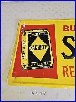 Vintage 28.5 SSA Original 1960's Embossed Sakrete Cement Advertising Sign