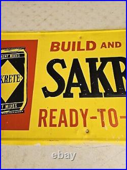 Vintage 28.5 SSA Original 1960's Embossed Sakrete Cement Advertising Sign