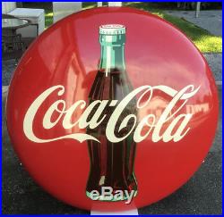 Vintage 48 Coca Cola Button Sign Drink Coca-Cola In Bottles Advertisement