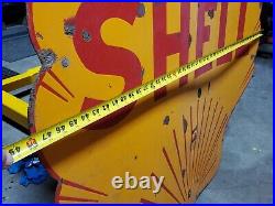 Vintage 48 inch Porcelain Shell Oil Gas Gasoline Sign 2sided original and marked