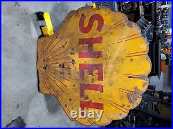 Vintage 48 inch Porcelain Shell Oil Gas Gasoline Sign 2sided original and marked