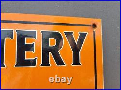 Vintage 49 Delco Porcelain Sign Battery Old Advertising Automobile Parts Gas Oil