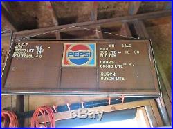 Vintage 50 Inch x 20 inch Pepsi-Cola Menu Board Advertising Sign Restaurant Pub
