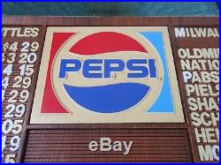 Vintage 50 Inch x 20 inch Pepsi-Cola Menu Board Advertising Sign Restaurant Pub